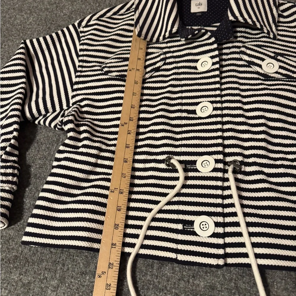 Cabi Womens Harbor Nautical Jacket Size XS Stripe Knit Cinch Waist Preppy Blue - Picture 8 of 12